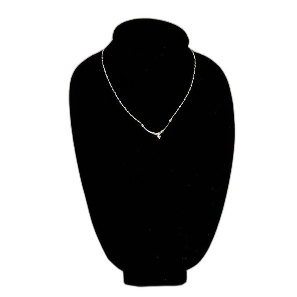 NWT Bright Silver Tone V-Neck Marquis Cut Rhinestone Necklace